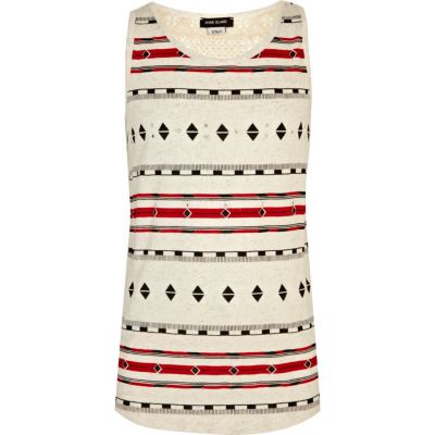Girls cream aztec stripe vest top