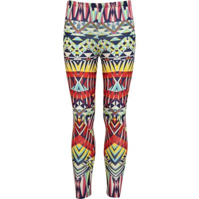 Girls red geometric print leggings