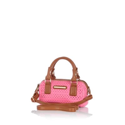 Girls pink laser cut barrel bag