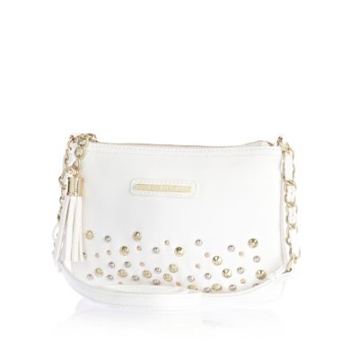 Girls white studded bag