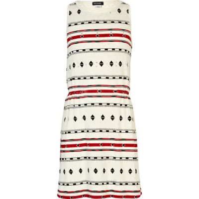 Girls cream aztec stripe relaxed skater dress