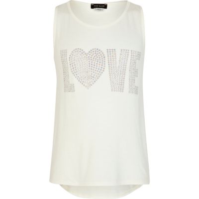 Girls cream caviar beaded love vest