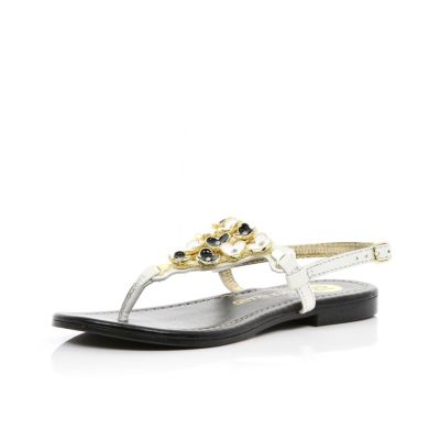 Girls black 3d flower sandals