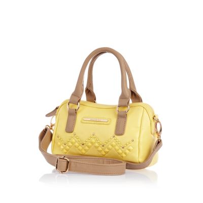 Girls yellow studded barrel bag