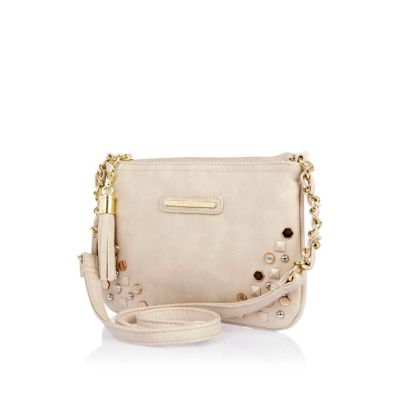 Girls light grey studded bag