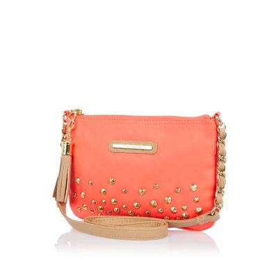 Girls coral studded bag