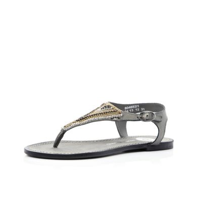 Girls silver embellished sandals