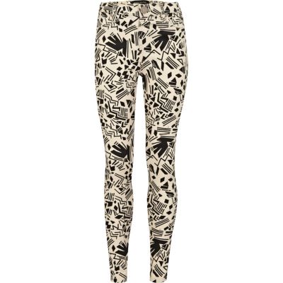 Girls cream aztec print jeggings