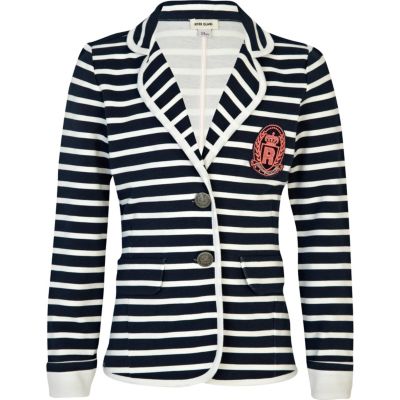 Girls navy striped blazer