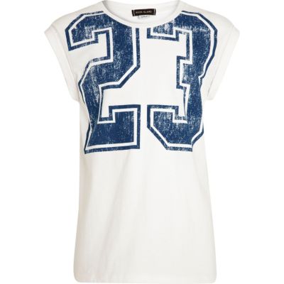 Girls white oversized 23 print t-shirt