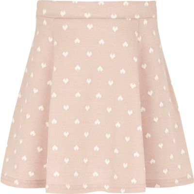 Girls pink heart print skater dress