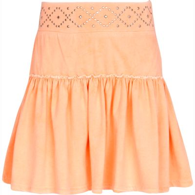 Girls orange studded rara skirt