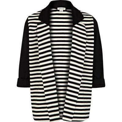 Girls black and white striped blazer