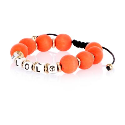 Girls orange LOL beaded bracelet