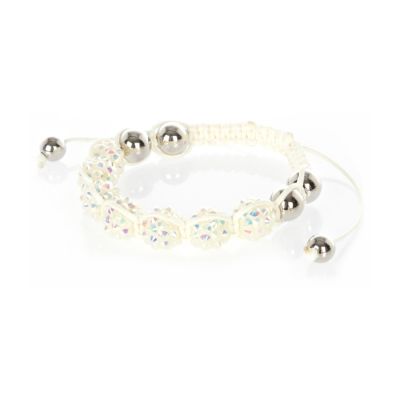 Girls white diamante ball bracelet