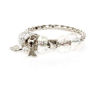 Girls silver tone butterfly charm bracelet
