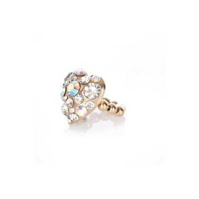 Girls gold tone diamante heart ring