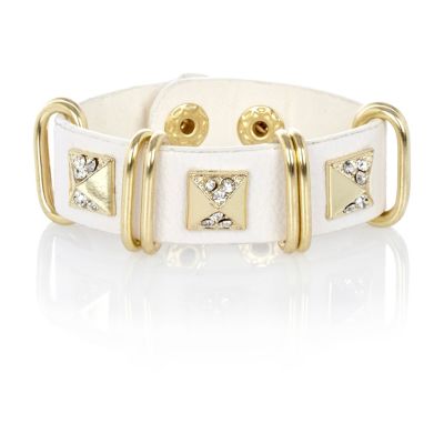 Girls white pyramid studded cuff