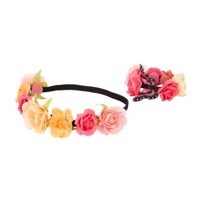 Girls orange garland and bracelet set