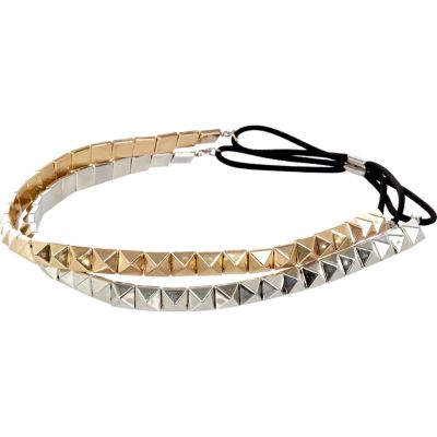 Girls gold and silver two back head bands