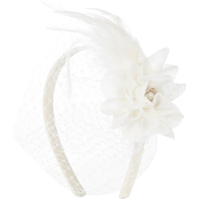 Girls cream flower corsage alice band