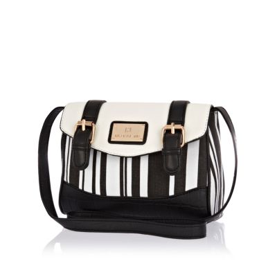Girls white and black stripe satchel