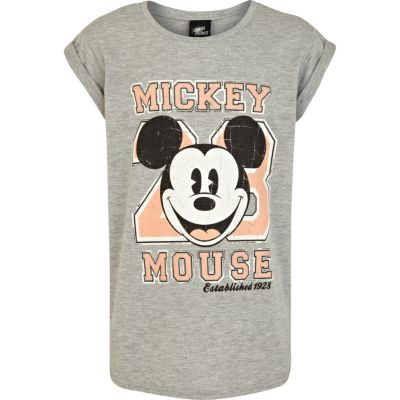 Girls grey Mickey Mouse varsity t-shirt