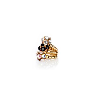 Girls gold tone three pack crystal ball rings