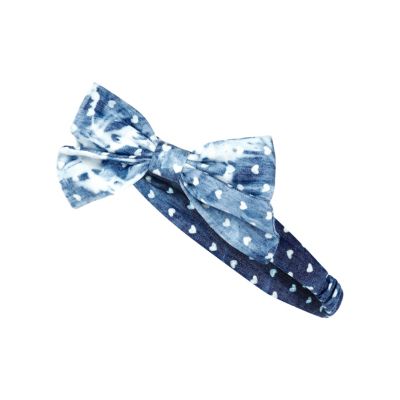 Girls blue denim bow stretch headband
