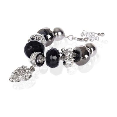 Girls black skull charm bracelet 