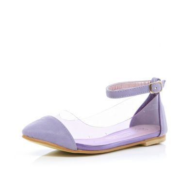 Girls purple perspex ankle strap shoes