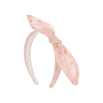 Girls pink metallic spot alice band