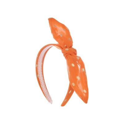 Girls orange metallic spot alice band