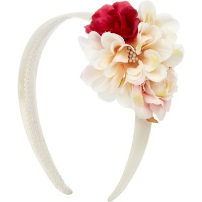 Girls white rose alice band