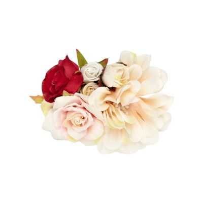 Girls red and white rose corsage 
