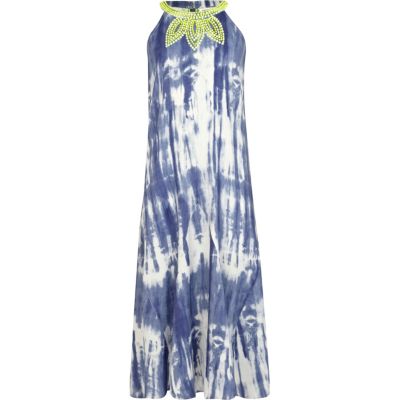 Girls blue tie dye maxi dress
