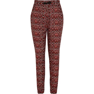 Girls red tribal print trousers