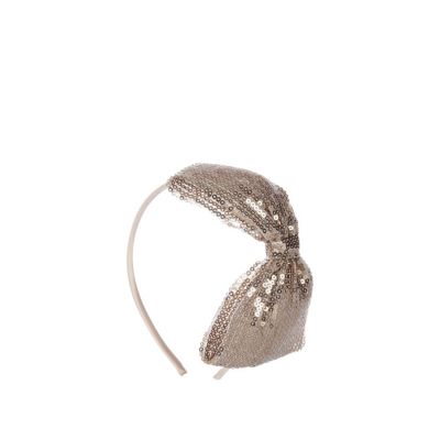 Girls bronze sequin bow alice band