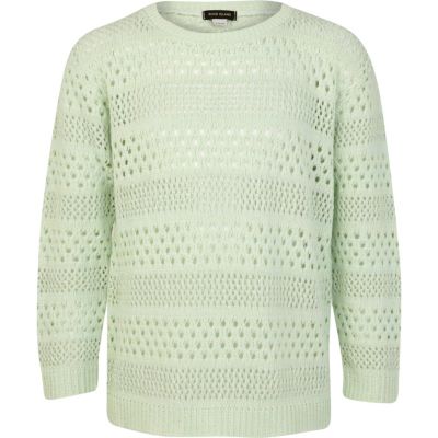 Girls green pointelle jumper