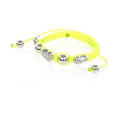 Girls neon yellow diamante heart bracelet