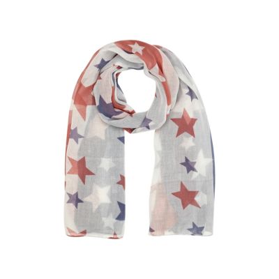 Girls blue stars and stripes print scarf