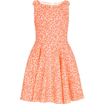 Girls fluro orange prom dress