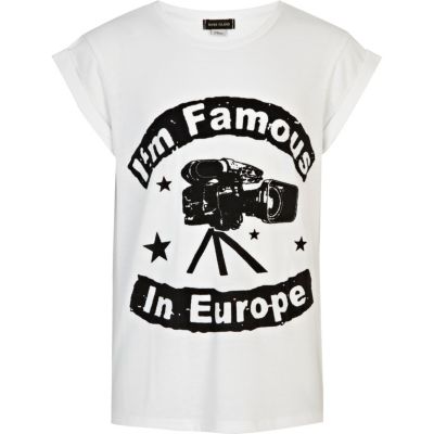 Girls white i'm famous in Europe t-shirt