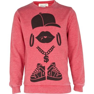 Girls pink graffiti girl sweat top