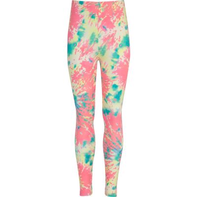 Girls pink splodge print leggings