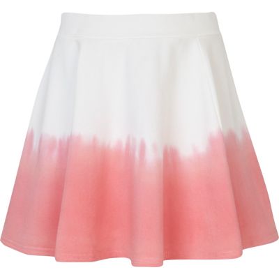Girls white dip dye skater skirt