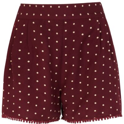 Girls dark red polka dot shorts