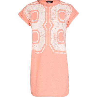 Girls coral 88 t-shirt dress