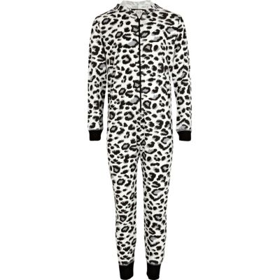 Girls black leopard print all-in-one