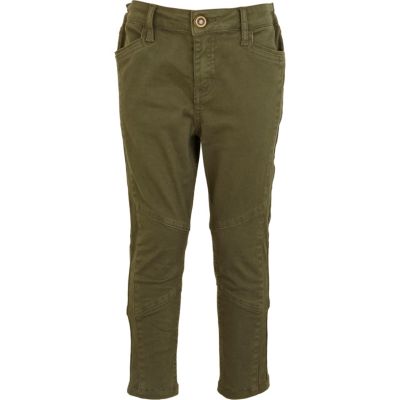 Girls khaki cropped biker trousers